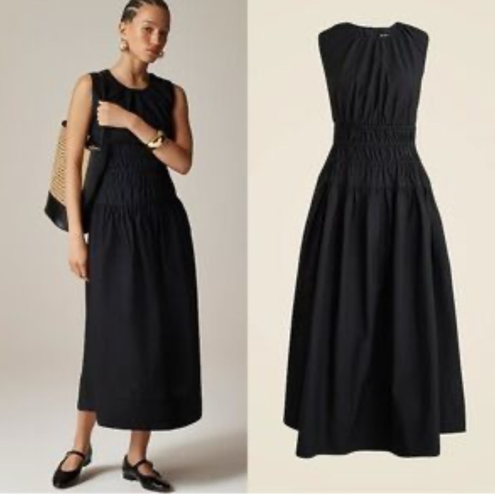 Jcrew Poplin Ruched Black  Dress